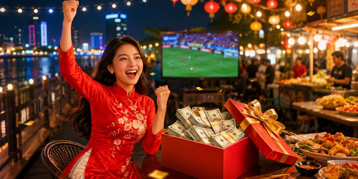 Người phụ nữ mặc áo dài Đà Nẵng sử dụng ứng dụng casino trên điện thoại