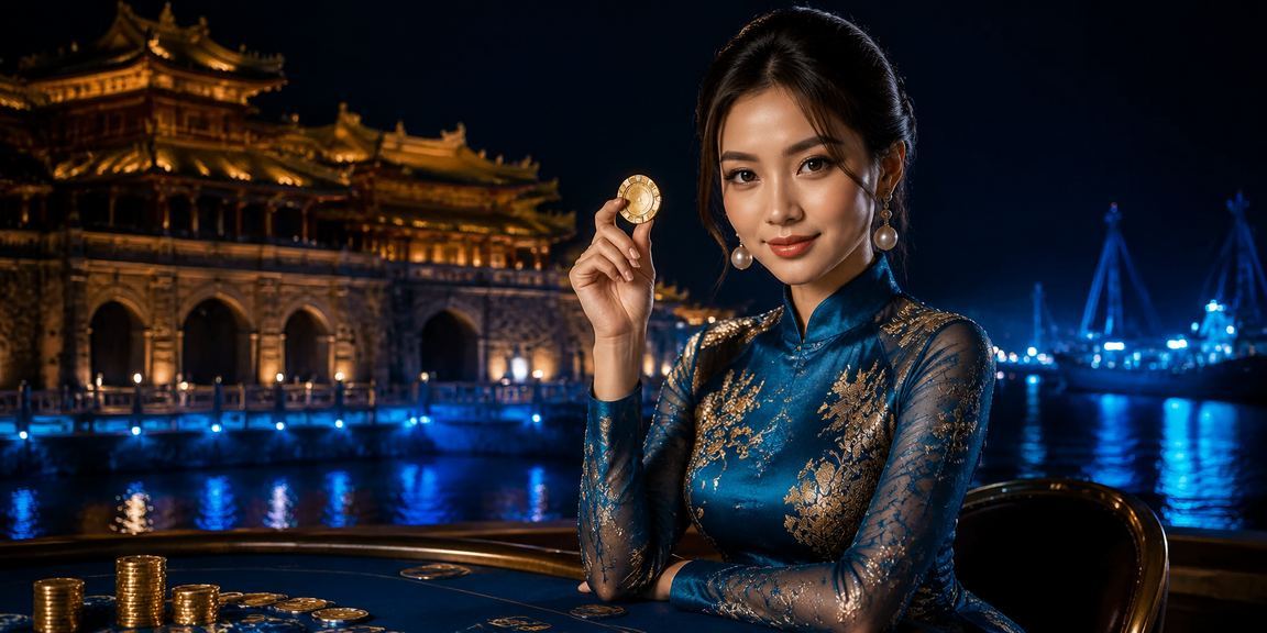 Người mẫu Việt Nam tại bàn cá cược casino sang trọng ở Huế