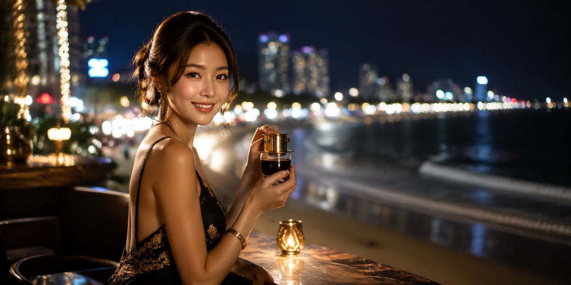 Người dùng Vũng Tàu thưởng thức cà phê và kiểm tra thưởng VIP trên điện thoại